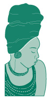 Illustration of a young woman wearing a headwrap